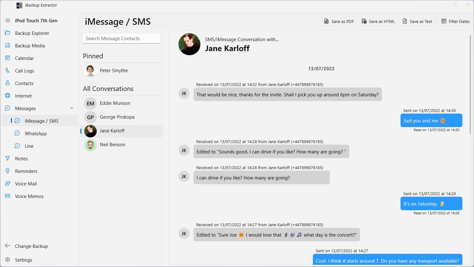iBackup Extractor screenshot