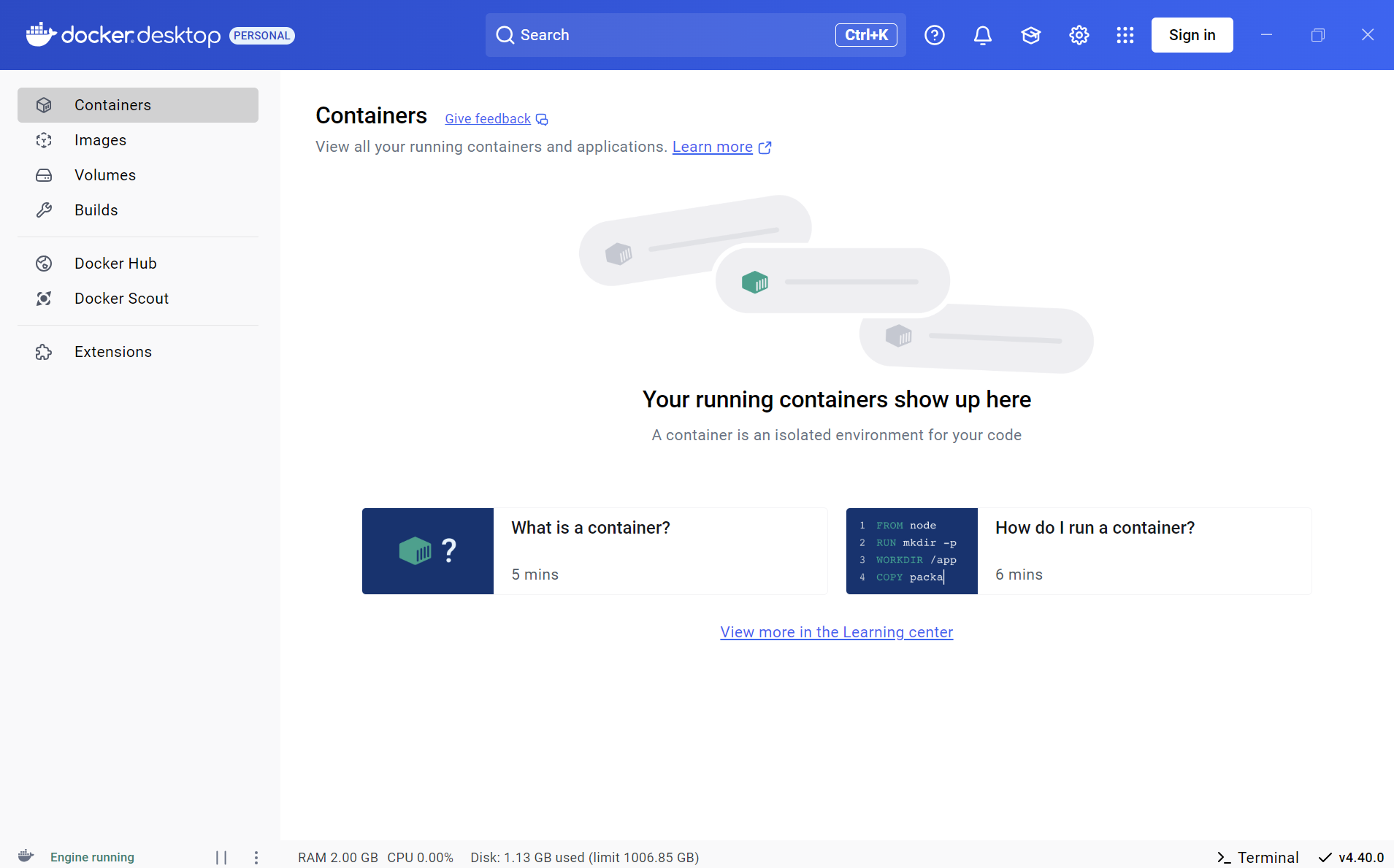 Docker Desktop screenshot