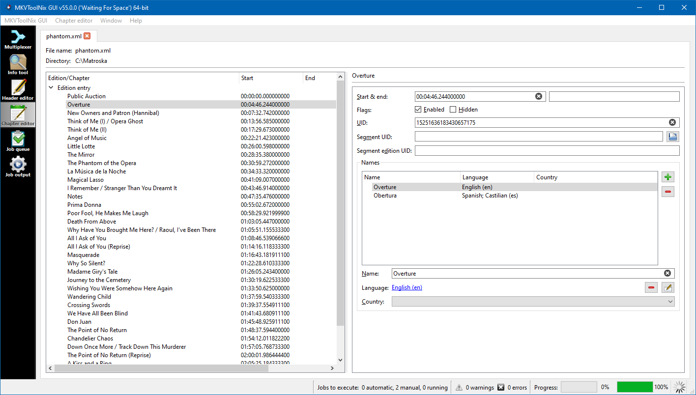 MKVToolNix screenshot
