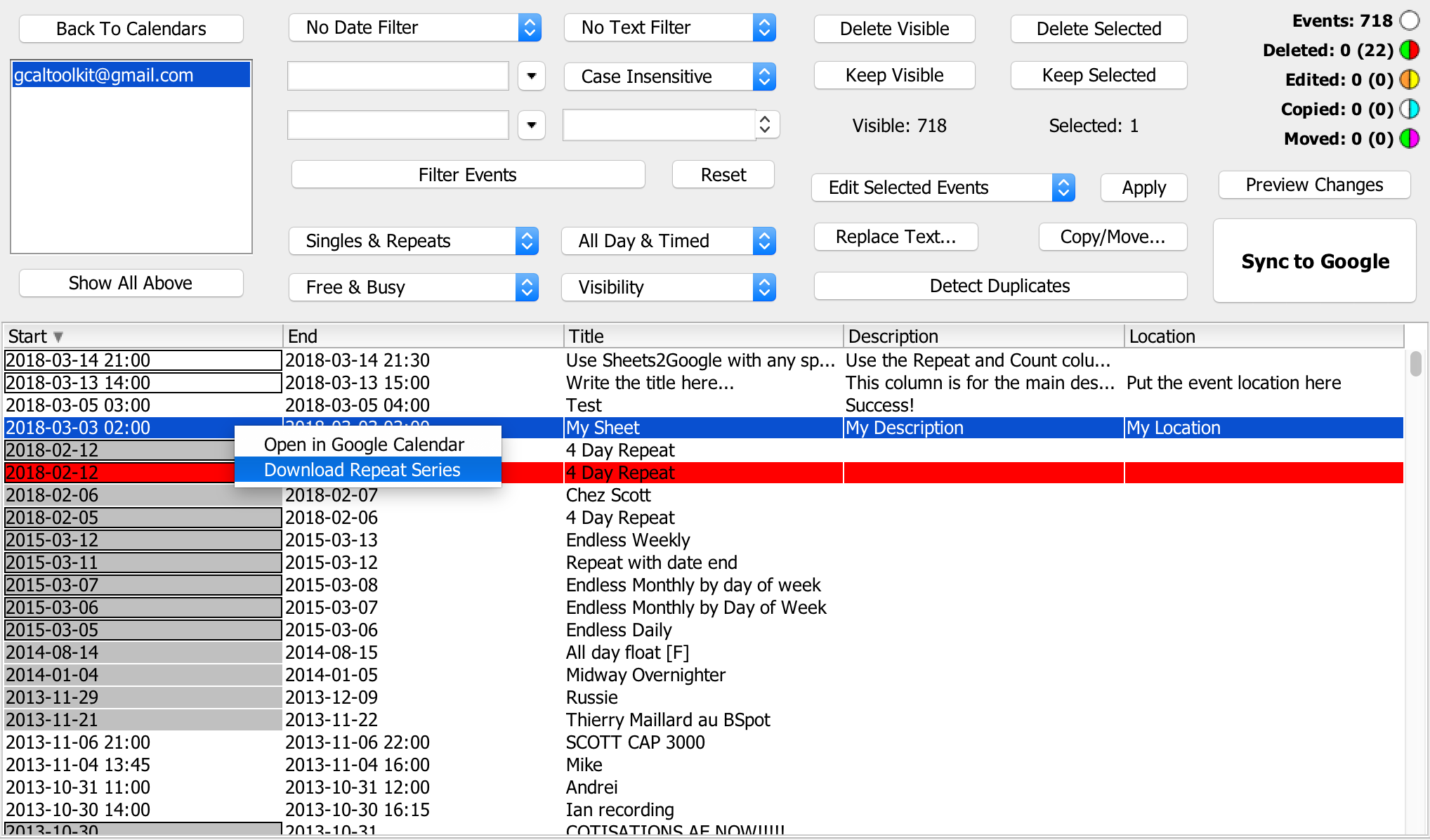 GCal Toolkit screenshot