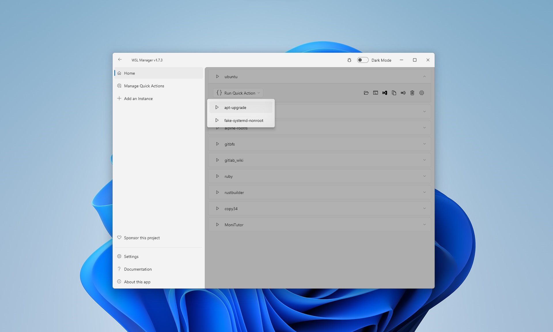 WSL Manager screenshot