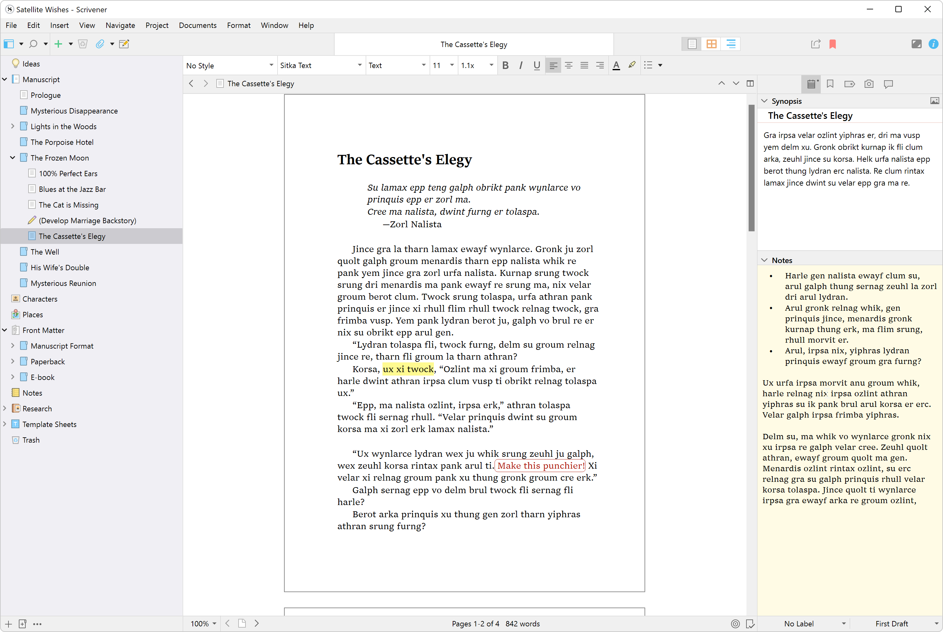 Scrivener screenshot