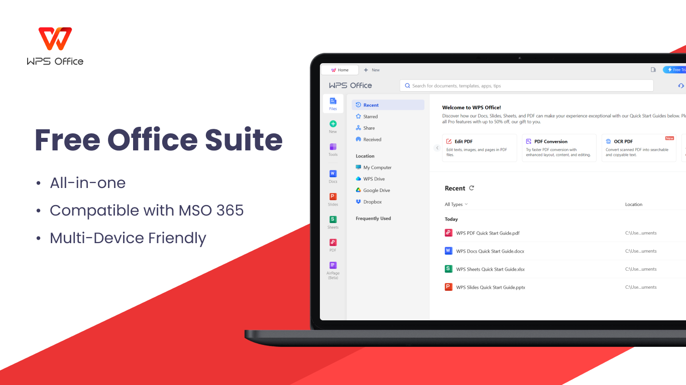 WPS Office Suite - PDF, Docs, Spreadsheet, Slide View & Edit screenshot