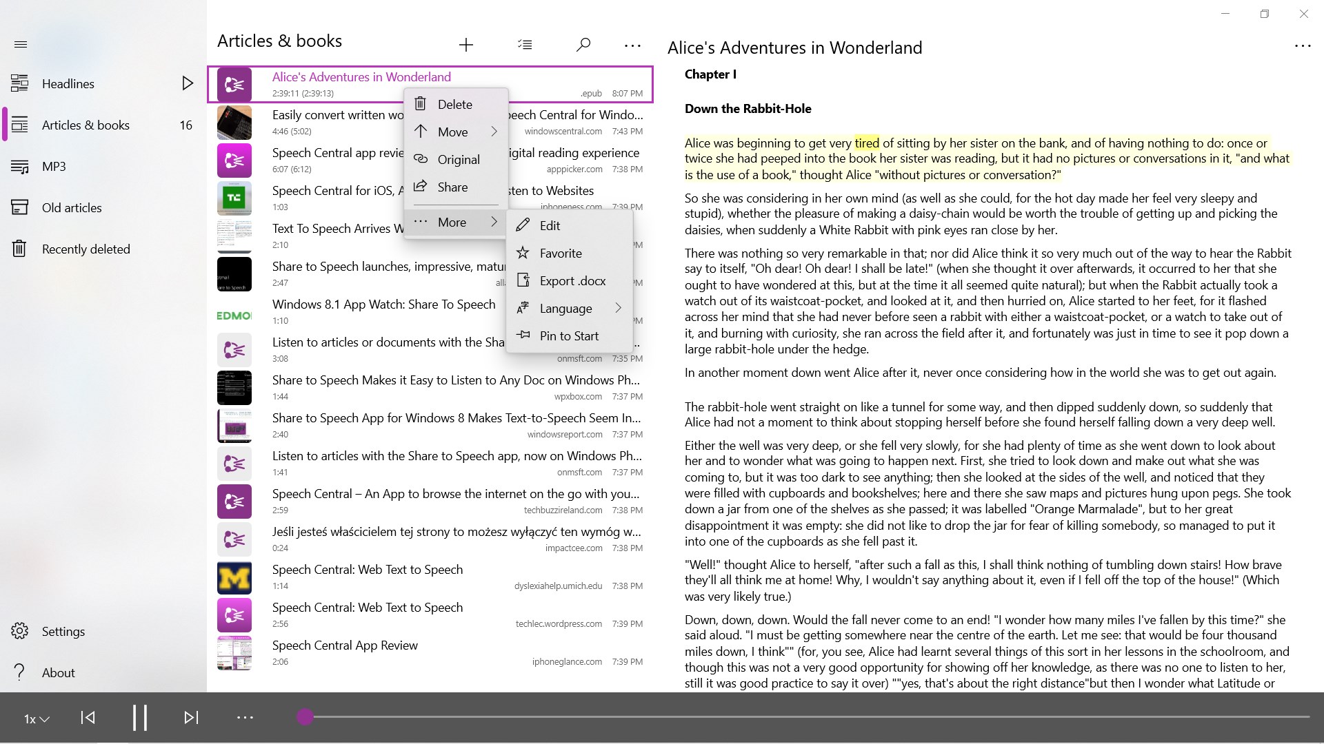 Speech Central: Voice Reader screenshot