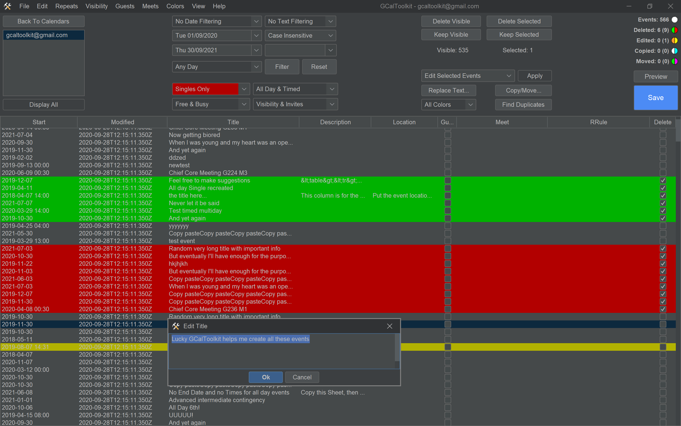 GCal Toolkit screenshot