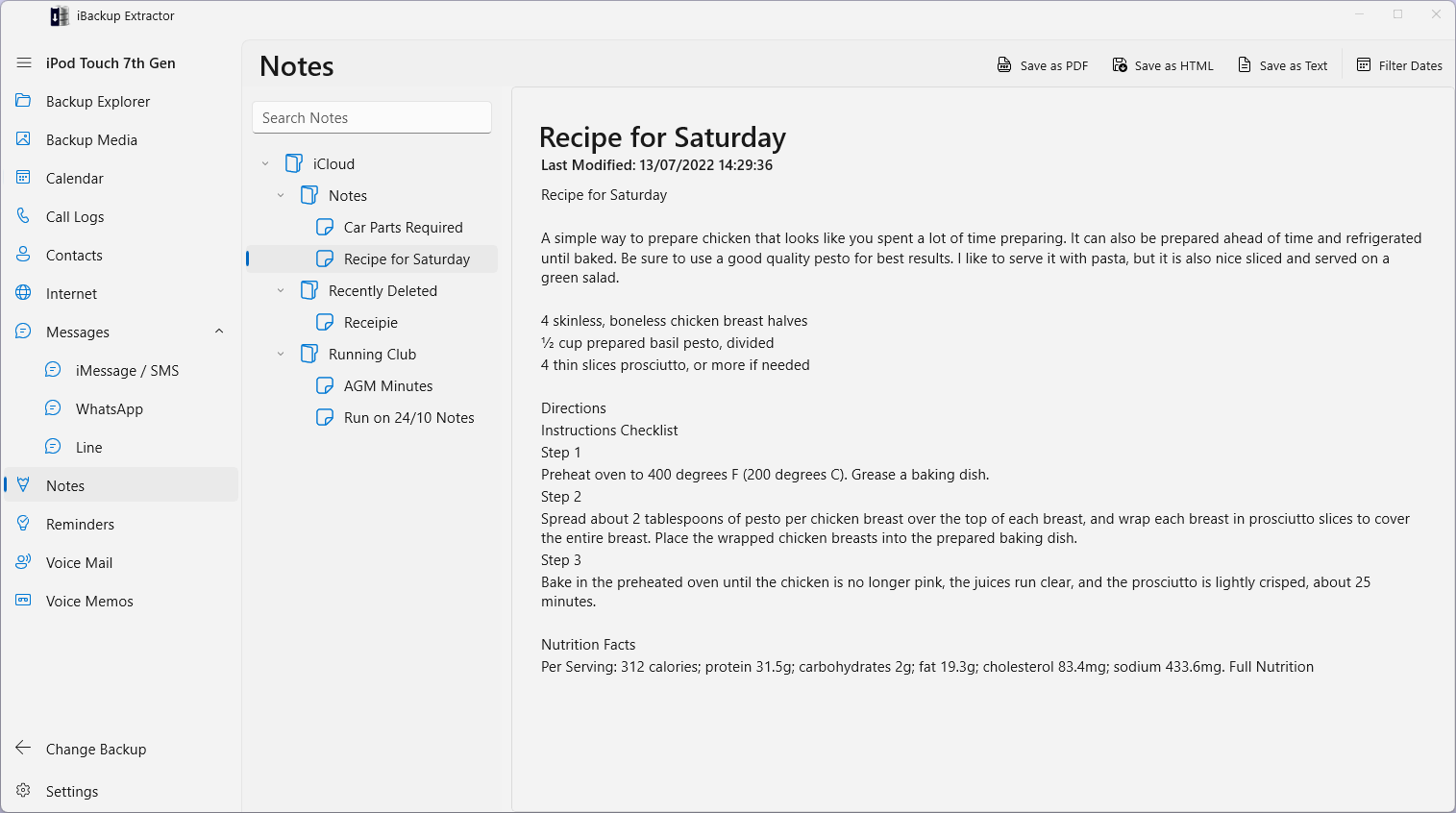 iBackup Extractor screenshot