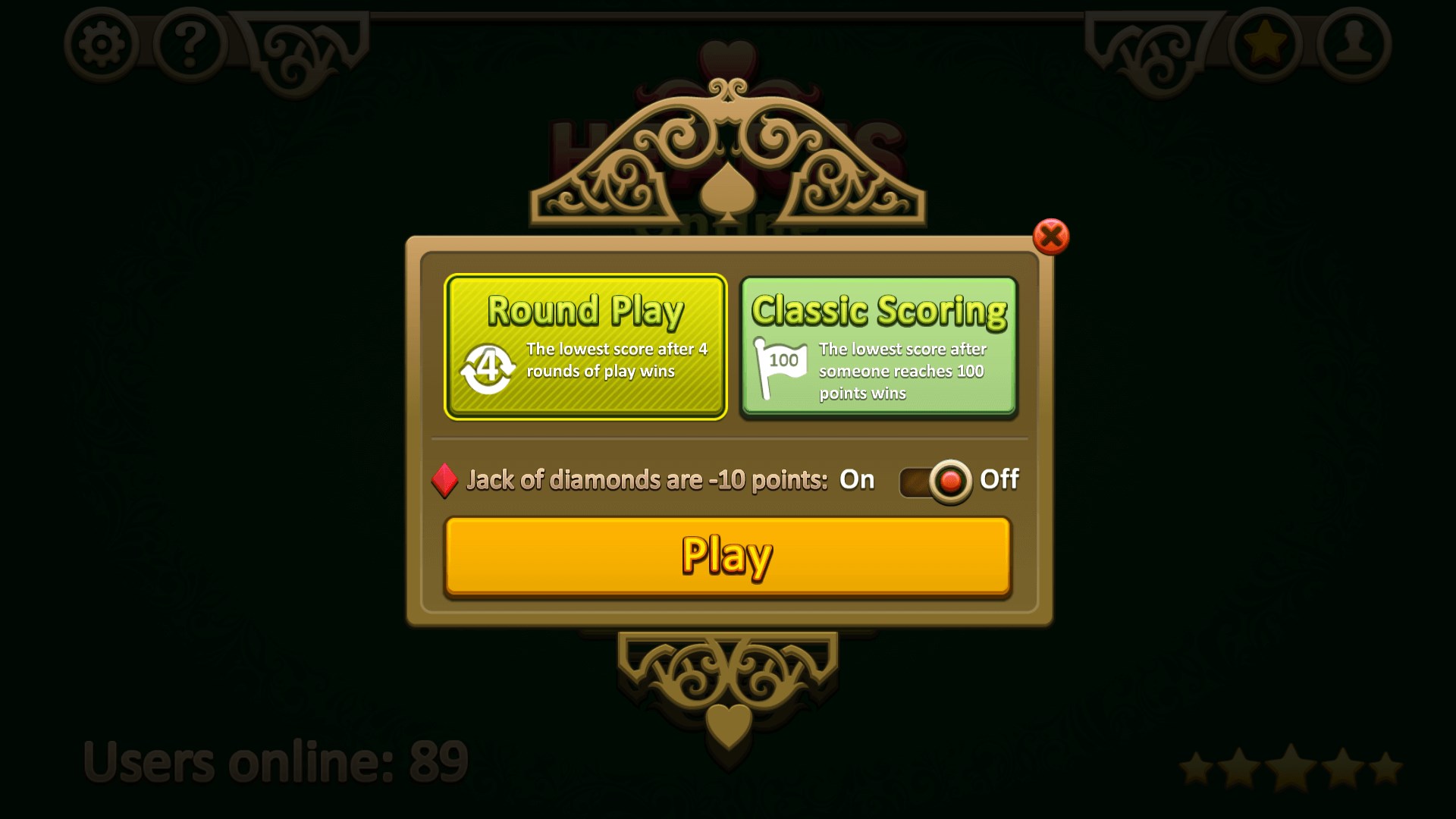 Hearts Online screenshot