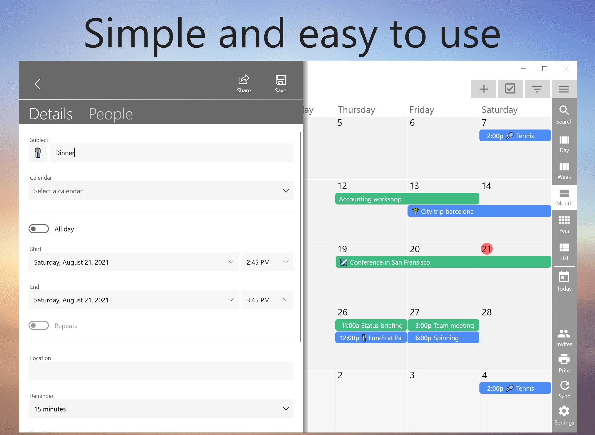 One Calendar screenshot
