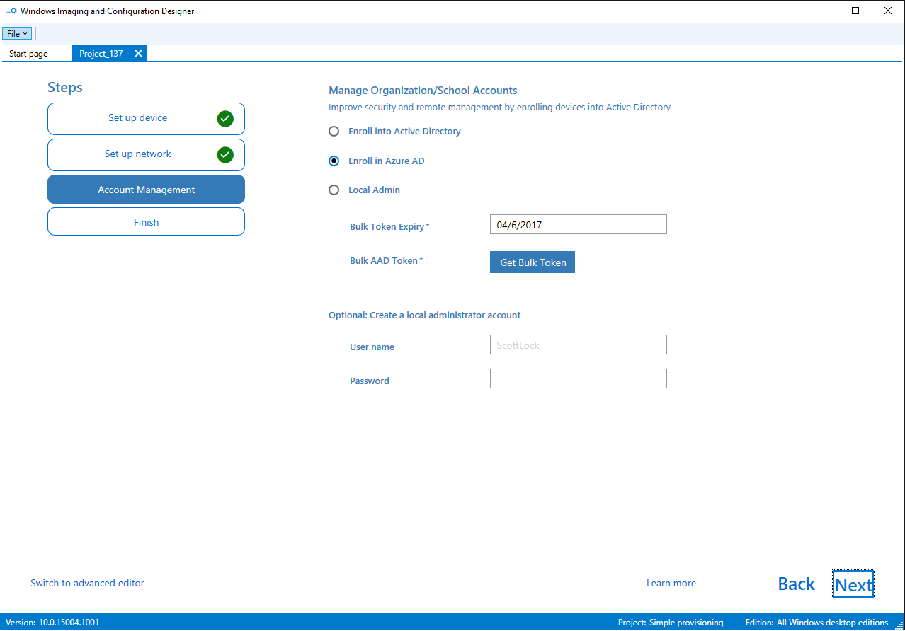 Windows Configuration Designer screenshot