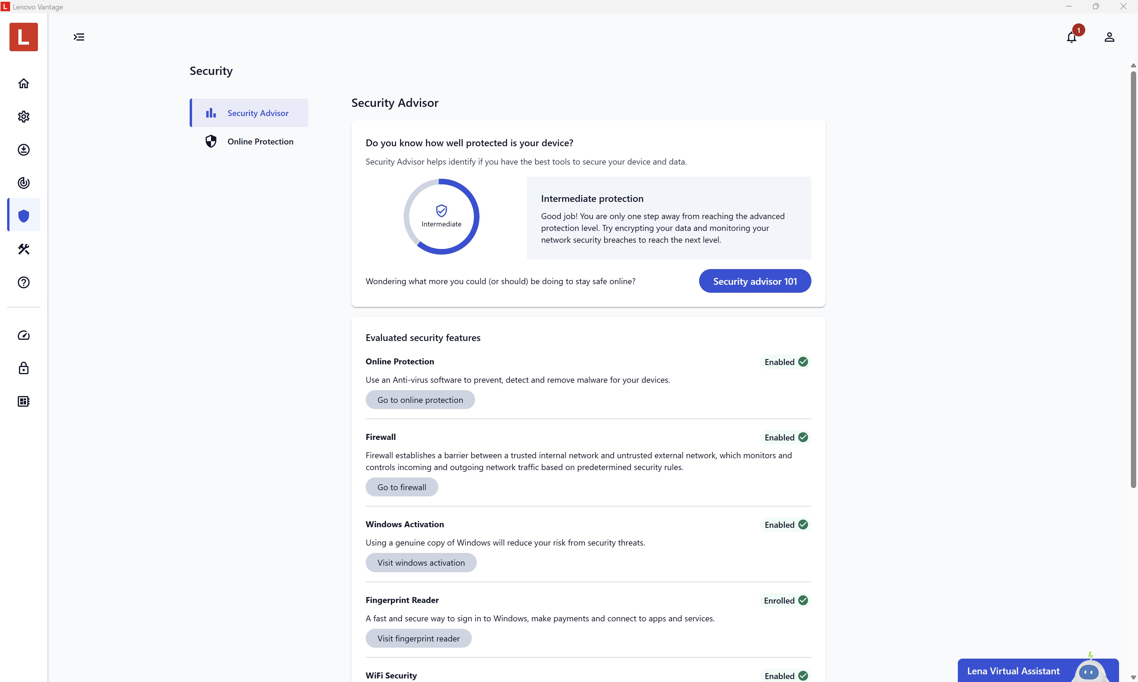Lenovo Vantage screenshot