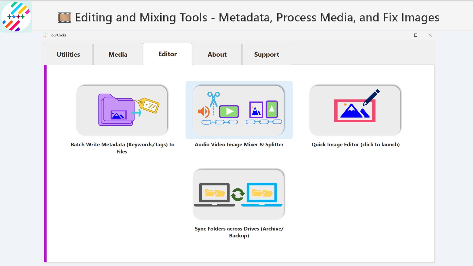 FourClicks Media: Essential Photo Organizer, Converter & 4K Slideshow Creator screenshot
