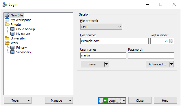 WinSCP screenshot