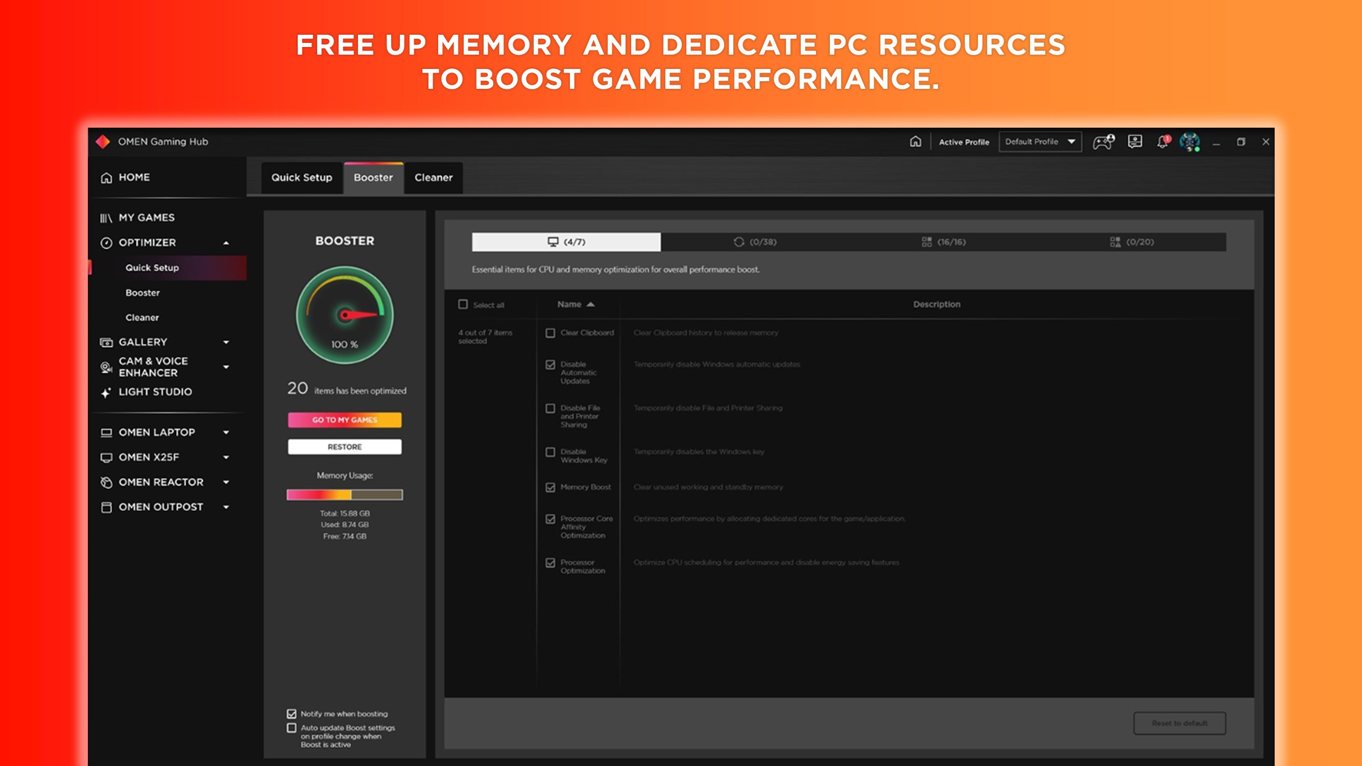 OMEN Gaming Hub screenshot