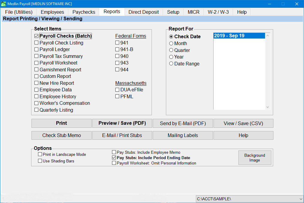 Medlin Payroll Software screenshot