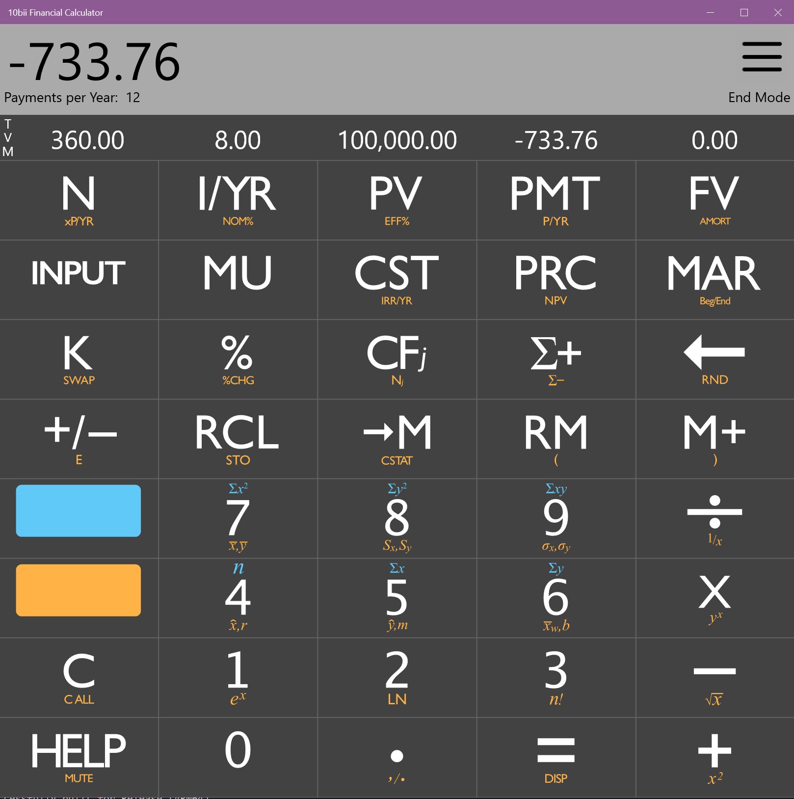 10bii Financial Calculator screenshot