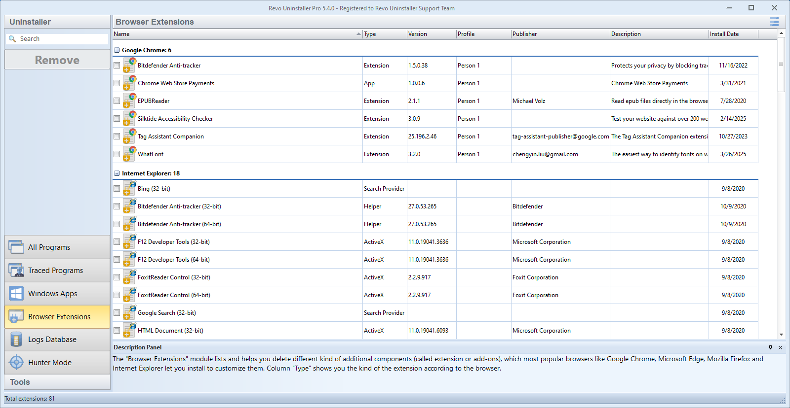 Revo Uninstaller Pro screenshot