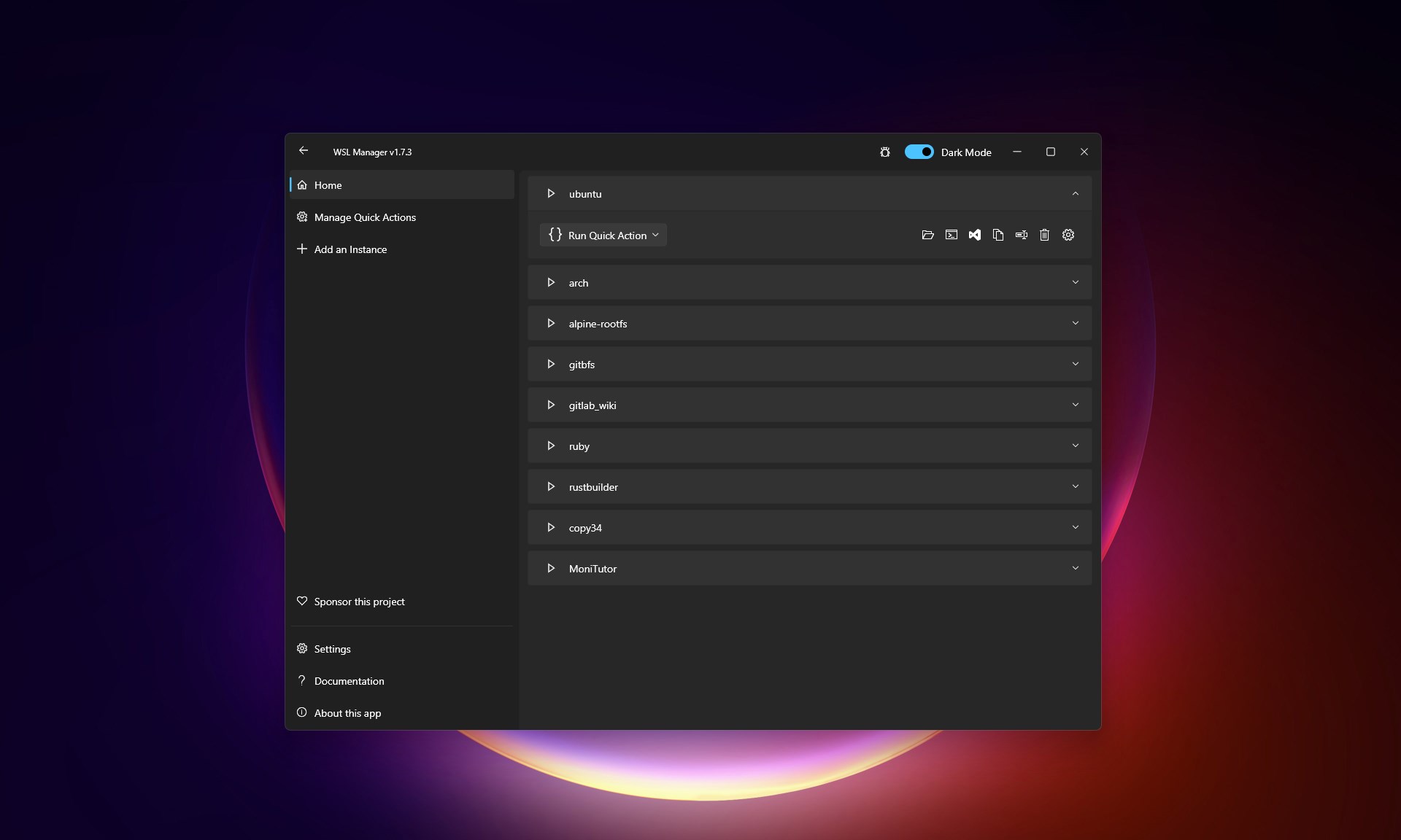 WSL Manager screenshot