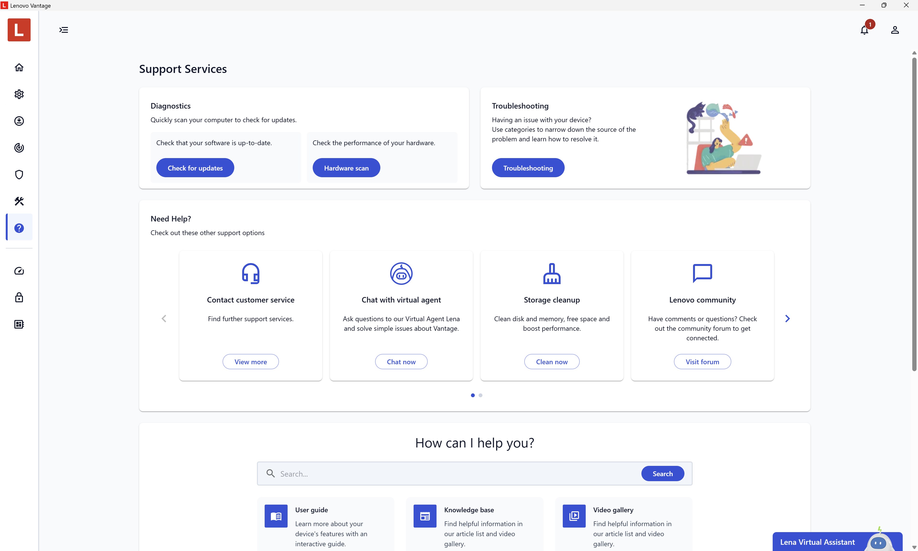 Lenovo Vantage screenshot