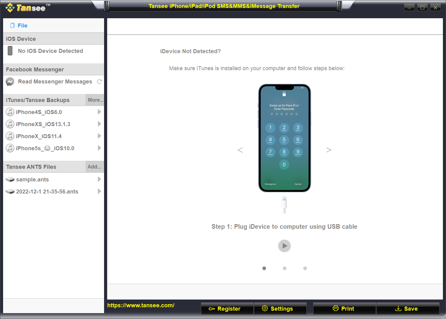 Tansee Message Transfer for iPhone screenshot