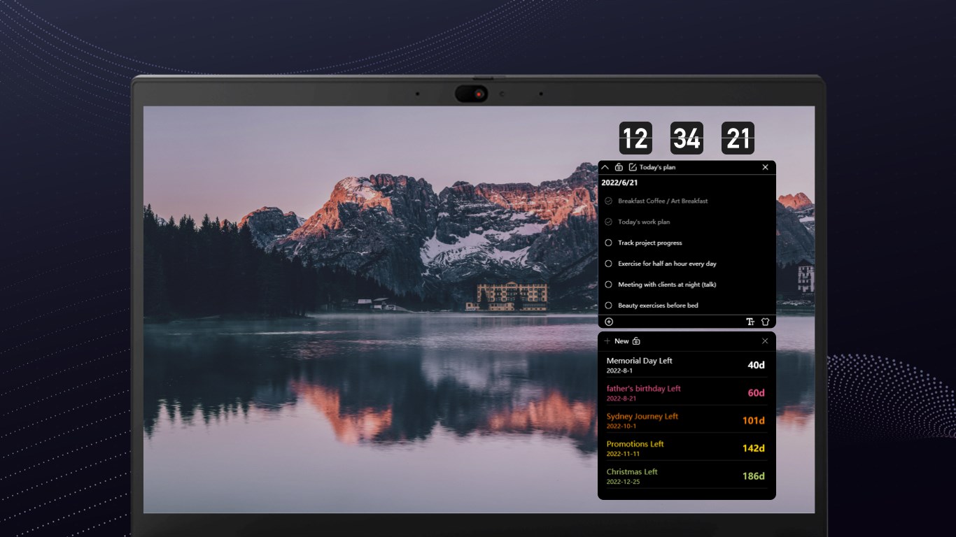Desktop digital clock screenshot