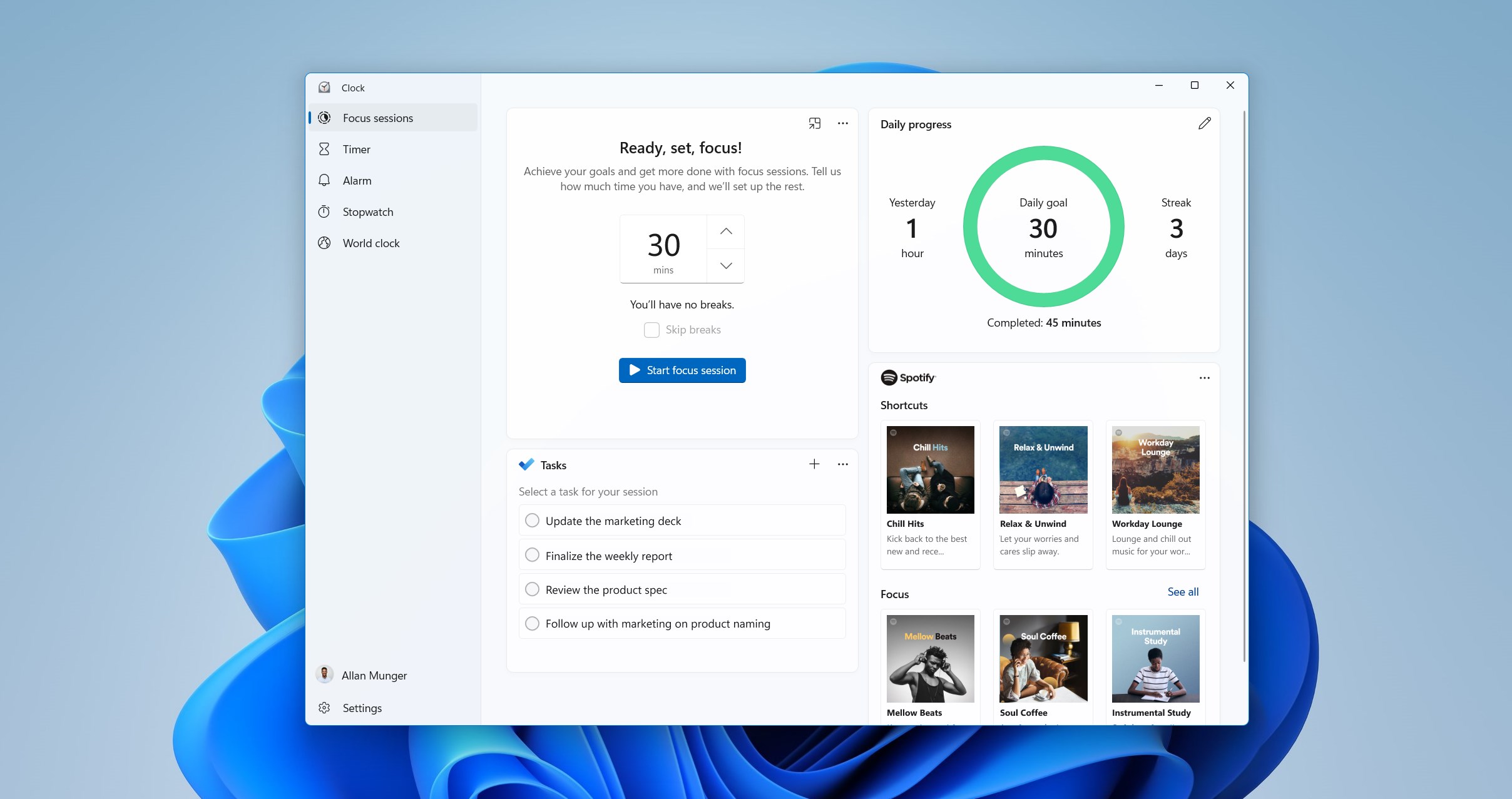 Windows Clock screenshot