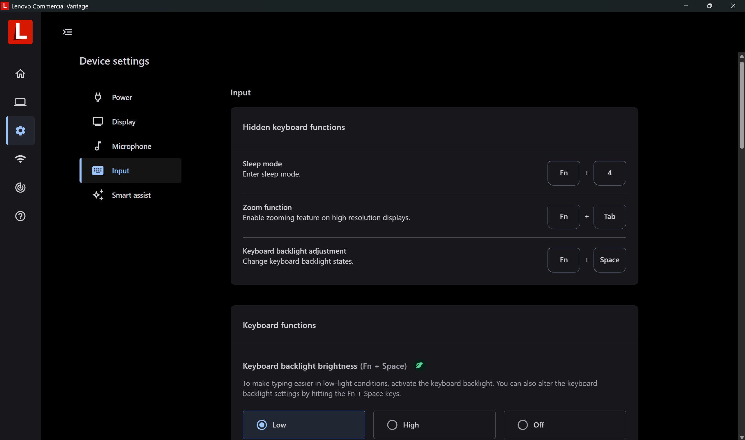 Lenovo Commercial Vantage screenshot