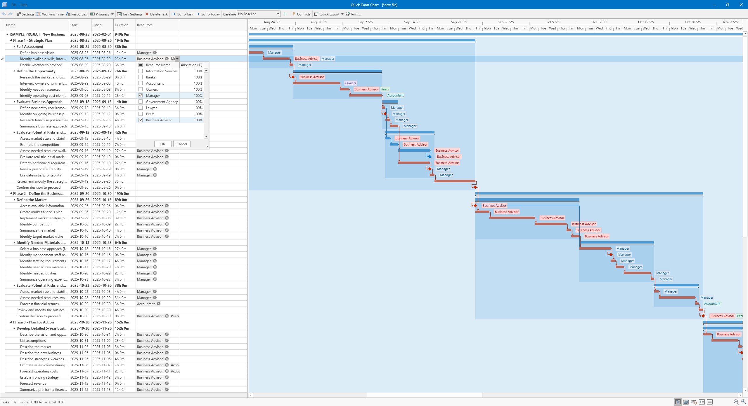 Quick Gantt Chart screenshot