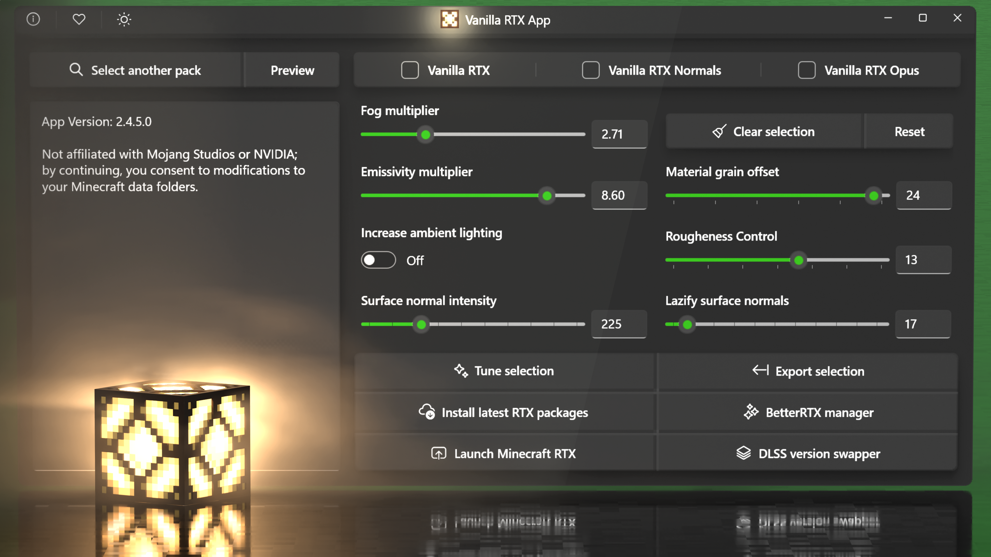Vanilla RTX App screenshot