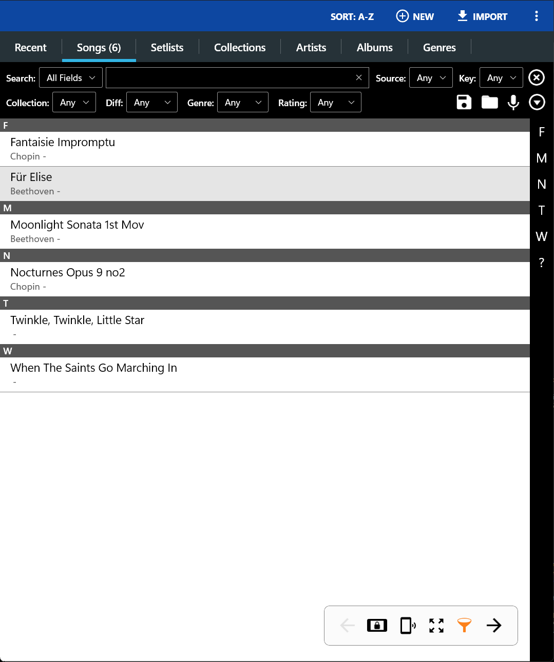 MobileSheets screenshot