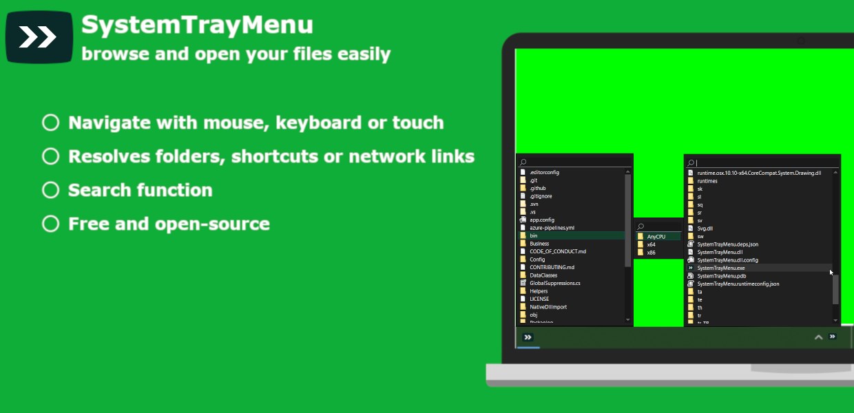 SystemTrayMenu screenshot