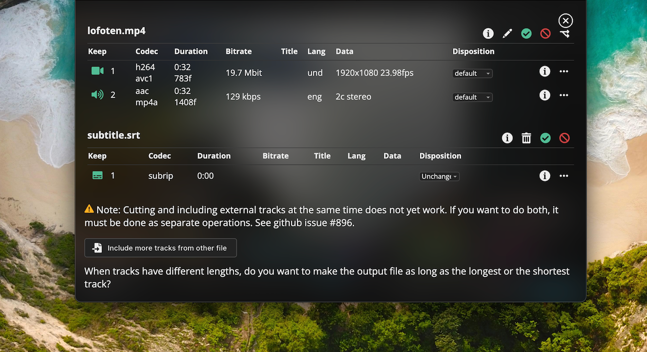 LosslessCut screenshot