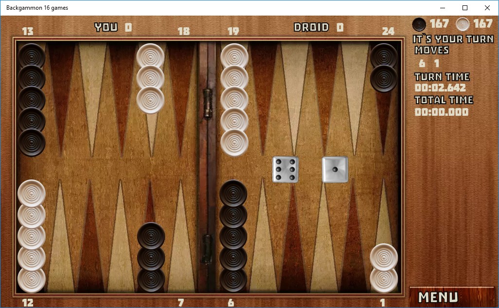 Backgammon 16 games screenshot