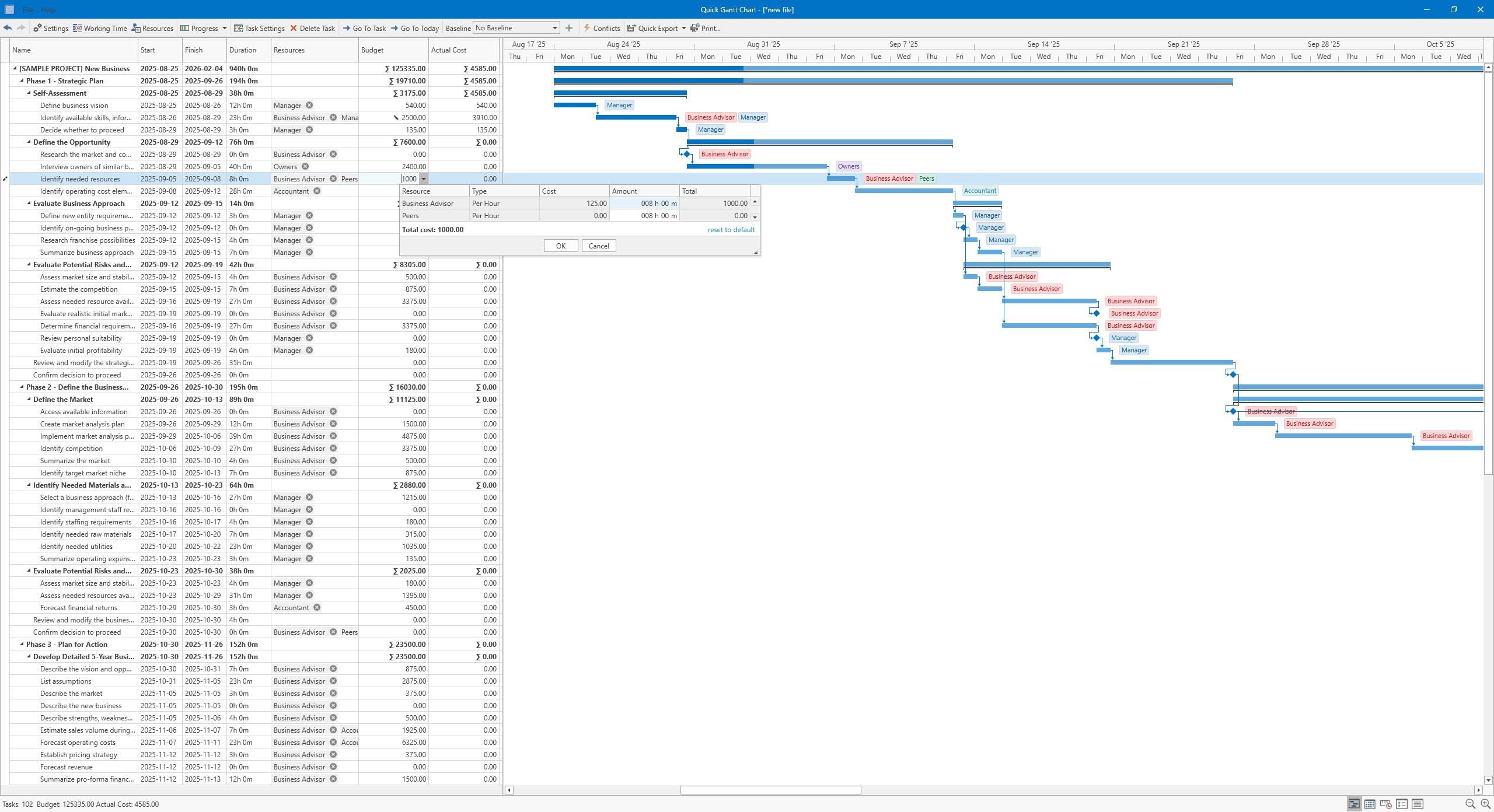 Quick Gantt Chart screenshot