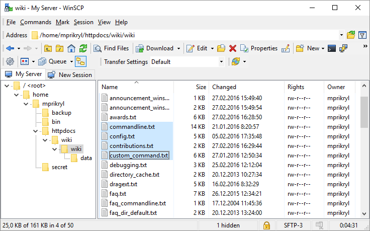 WinSCP screenshot