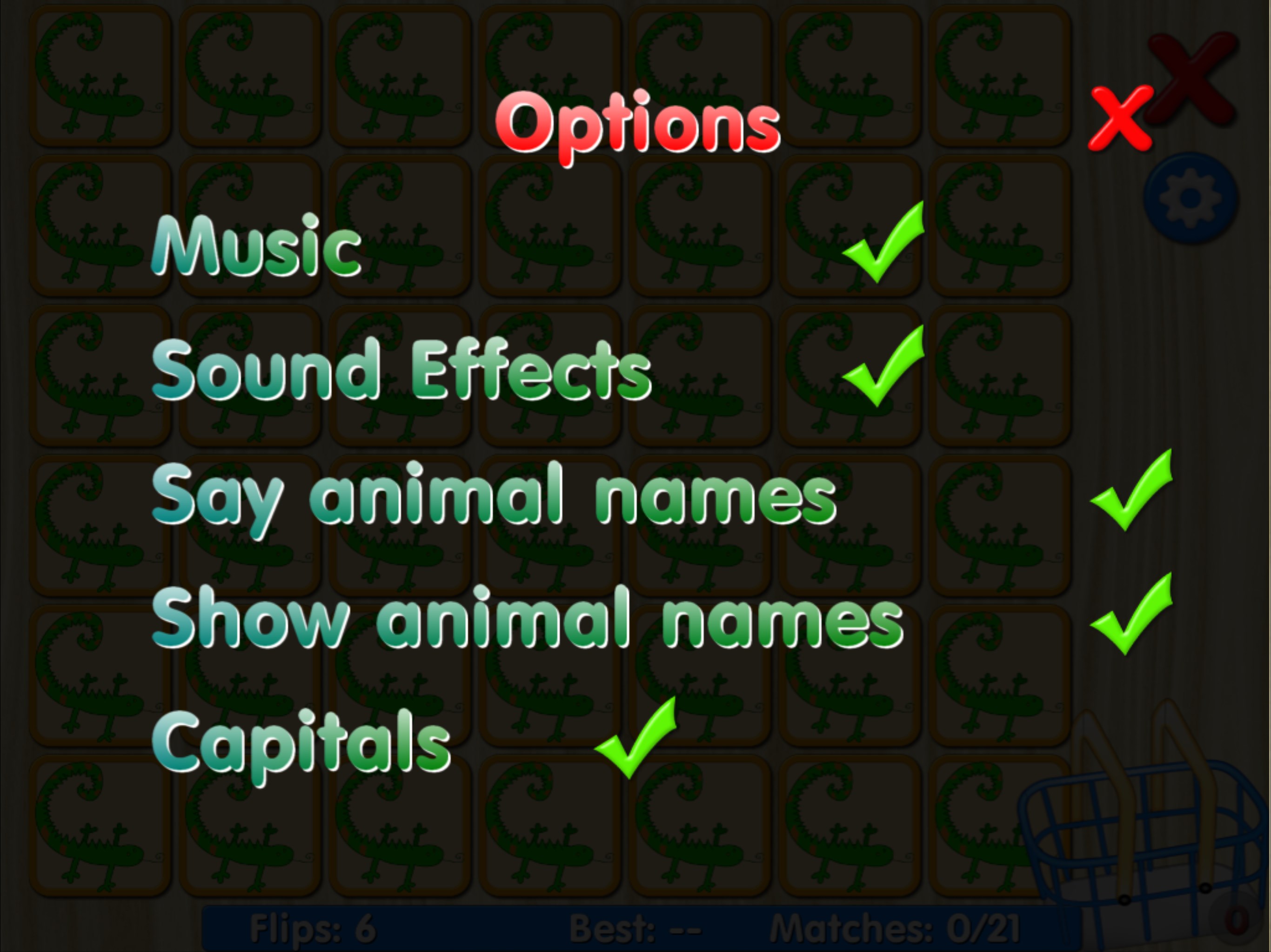 Animals matching memory game for kids screenshot