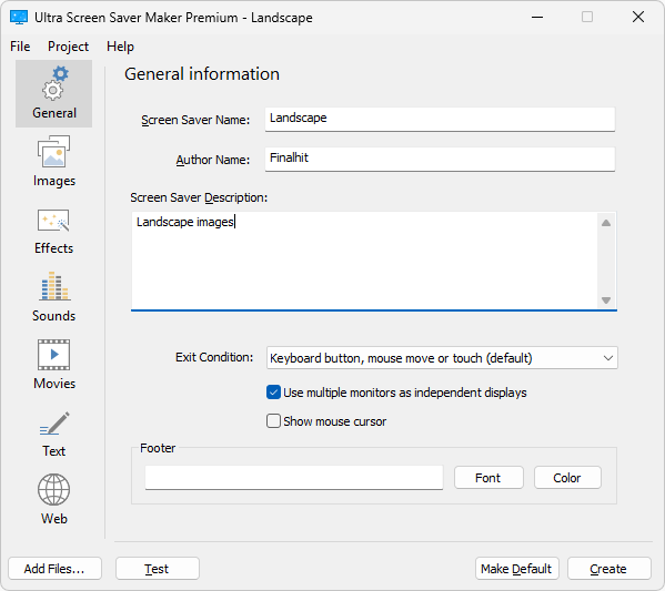 Ultra Screen Saver Maker screenshot