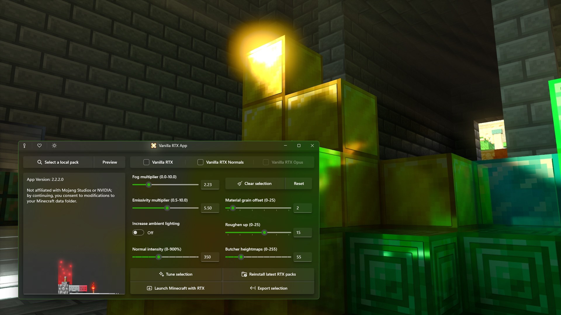 Vanilla RTX App screenshot