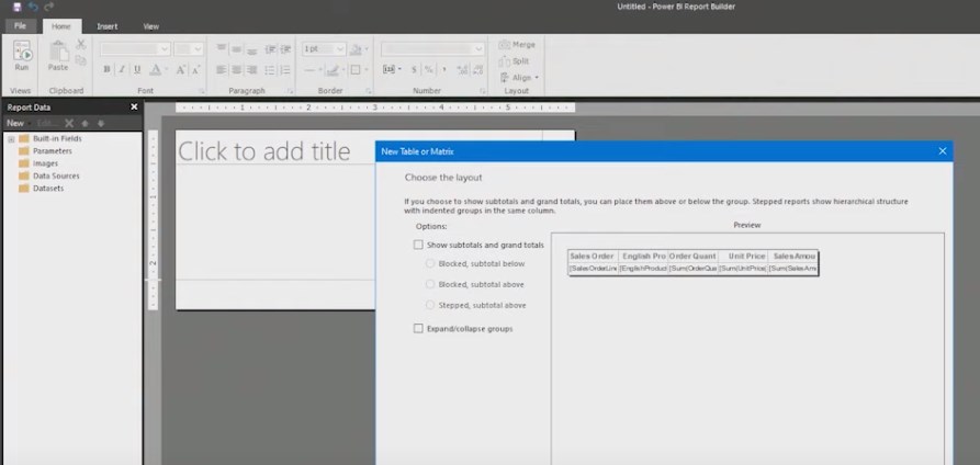 Power BI Report Builder screenshot