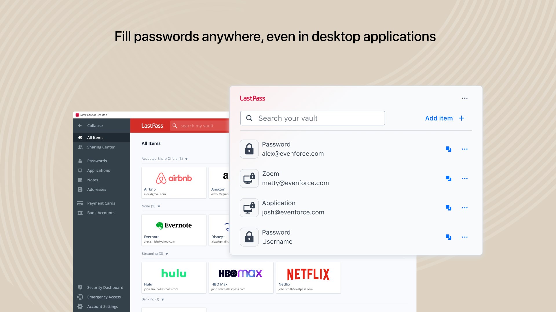 LastPass for Desktop screenshot