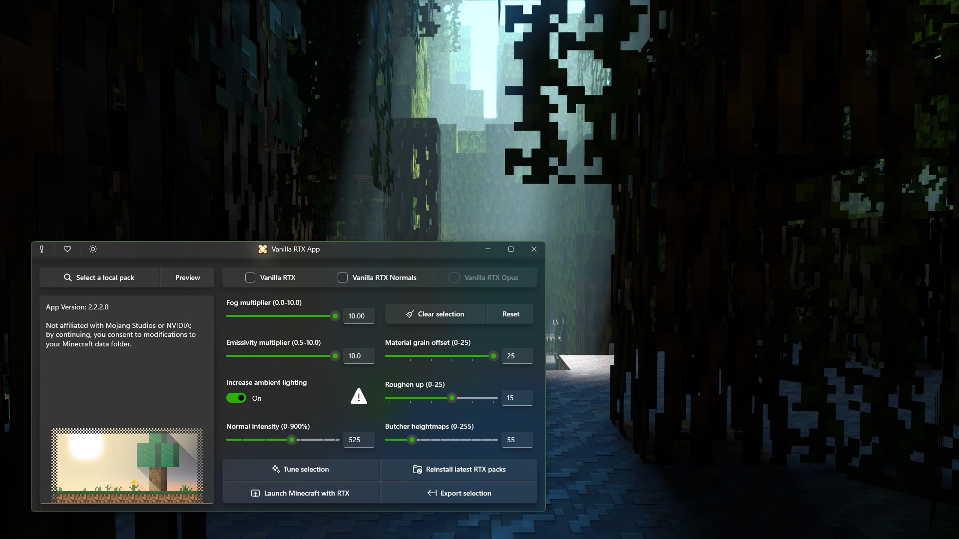 Vanilla RTX App screenshot