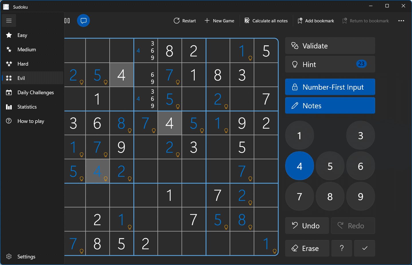 Sudoku screenshot