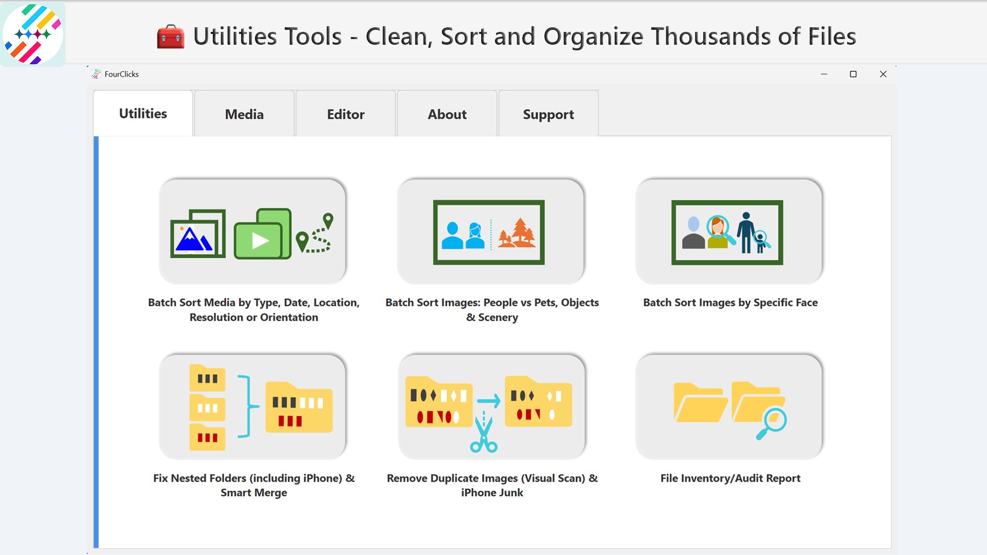 FourClicks Media: Essential Photo Organizer, Converter & 4K Slideshow Creator screenshot