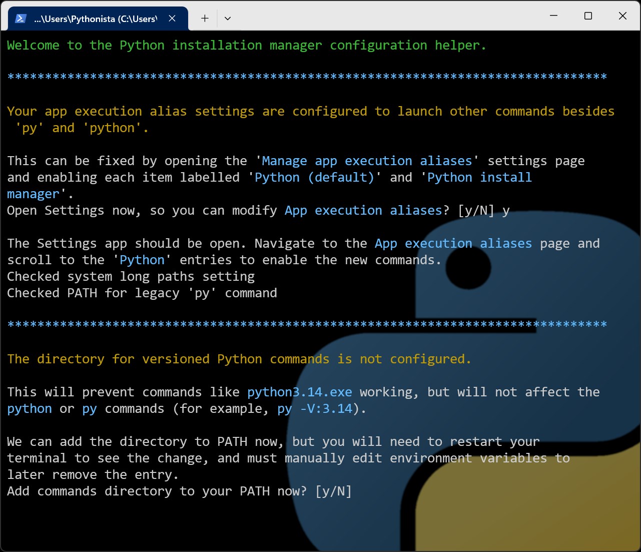 Python Install Manager screenshot