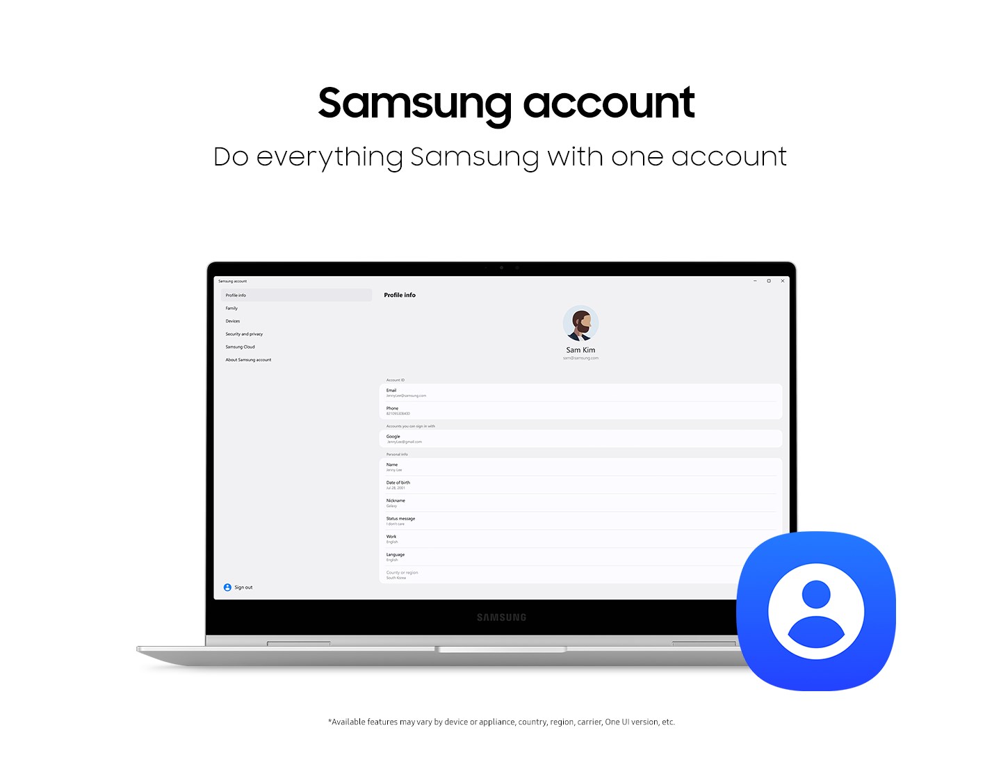 Samsung account screenshot