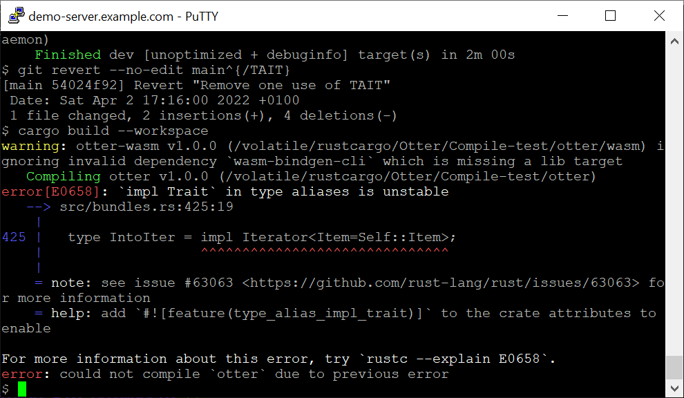 PuTTY screenshot