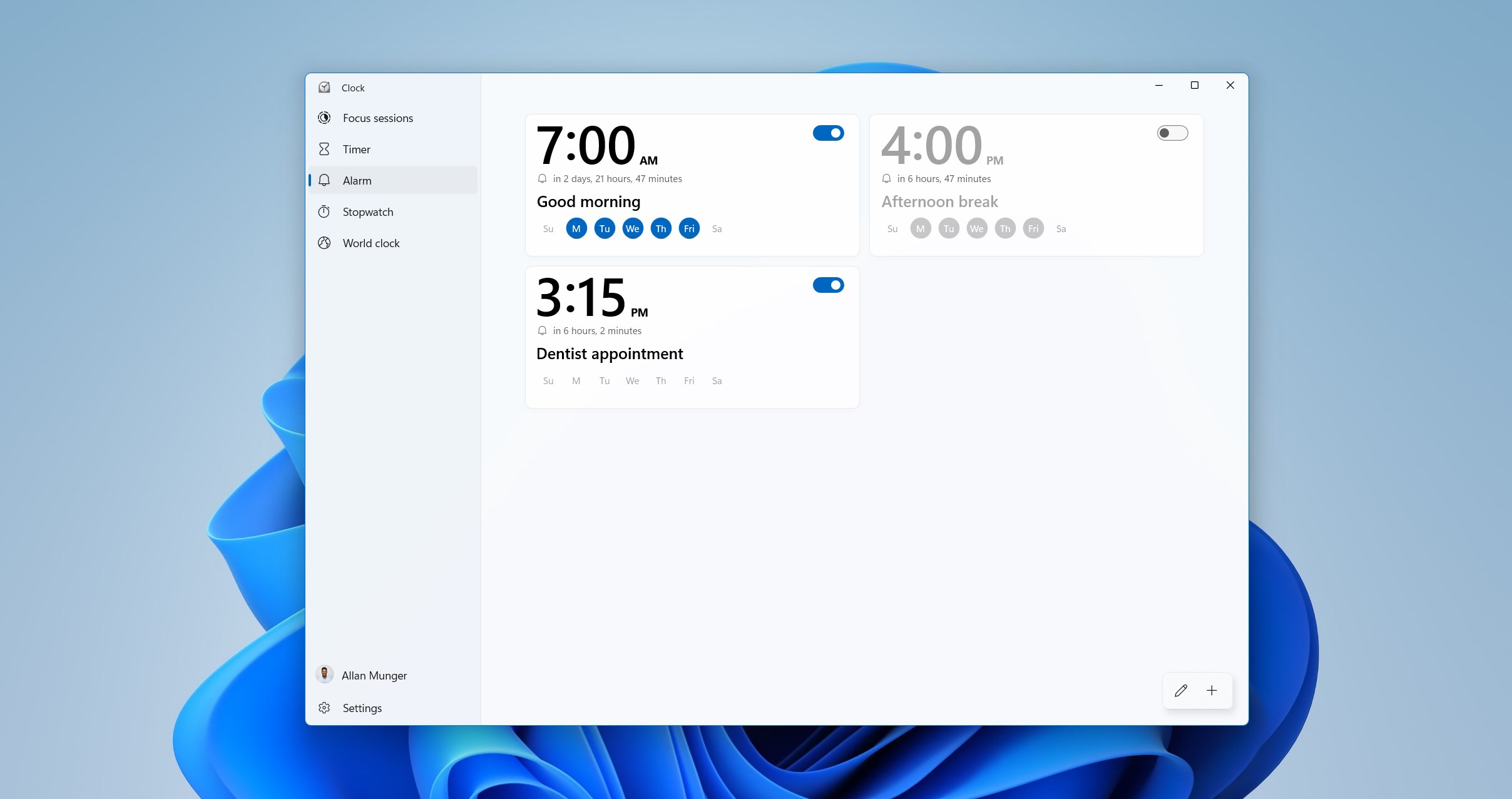 Windows Clock screenshot