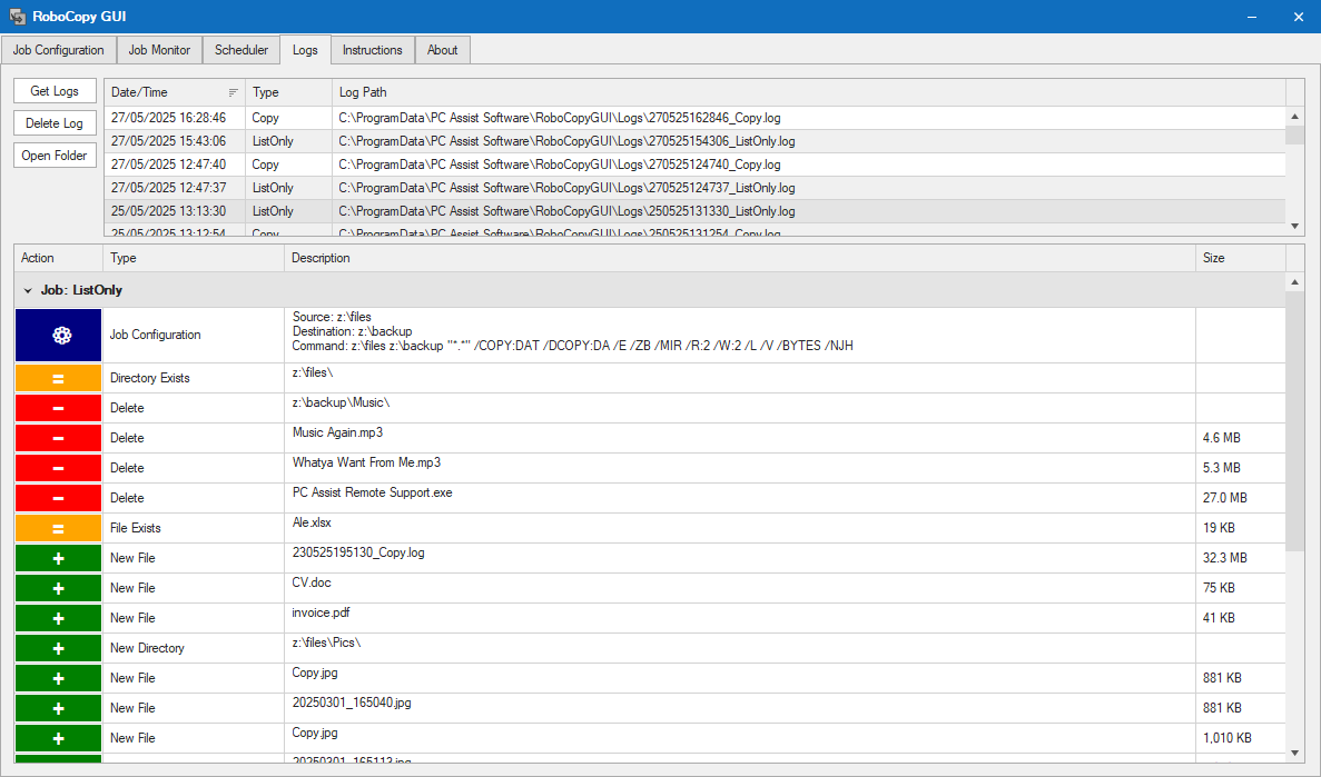 RoboCopy GUI screenshot