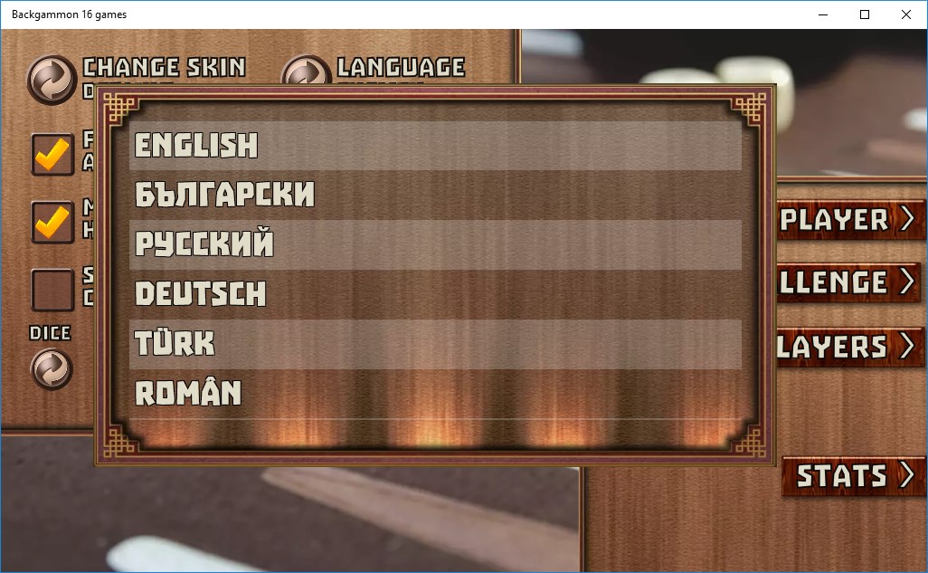 Backgammon 16 games screenshot