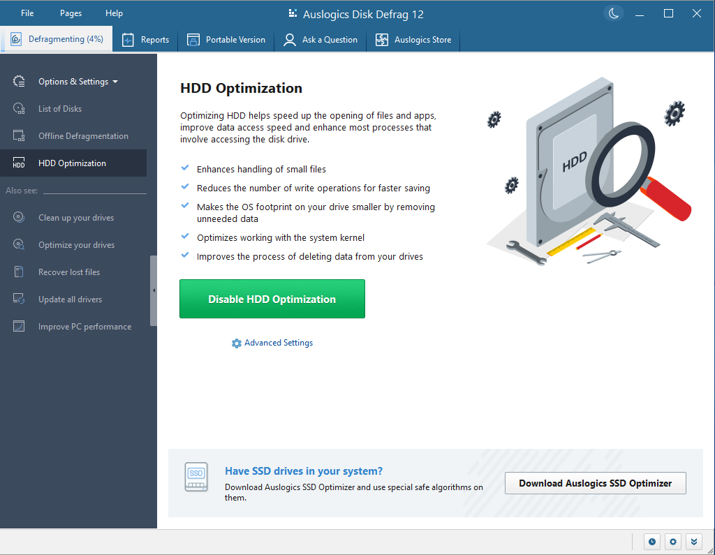 Auslogics Disk Defrag screenshot