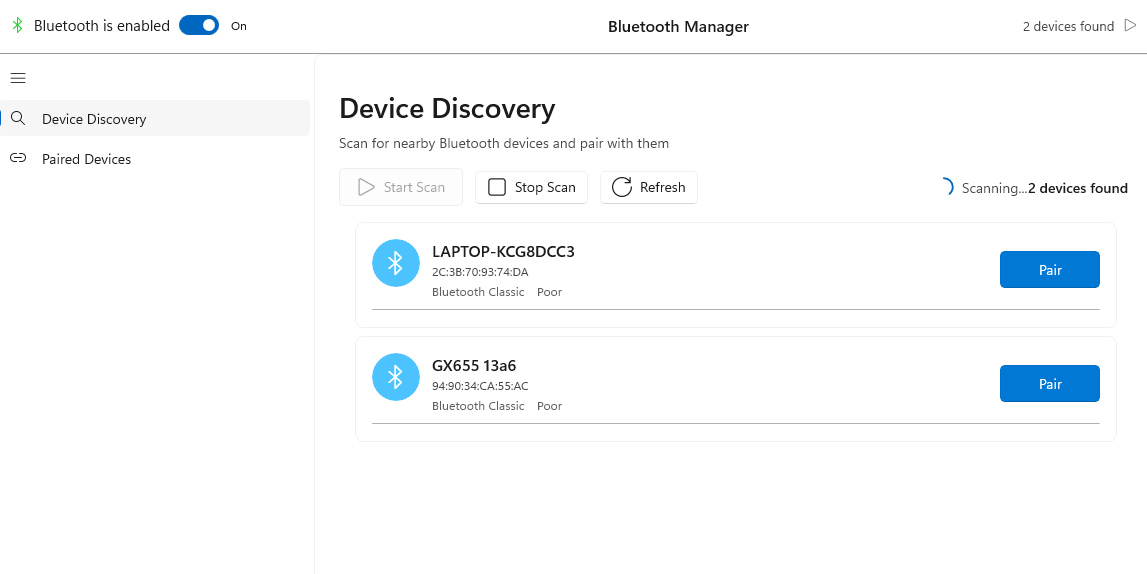 Bluetooth for Windows screenshot